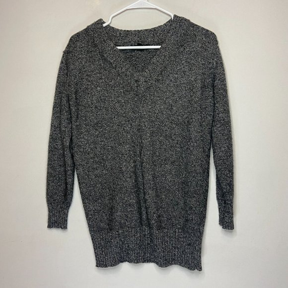 Athleta Women XS Vital V Neck Tunic Sweater Pullover Gray Stretch Wool Cashmere - Picture 1 of 10